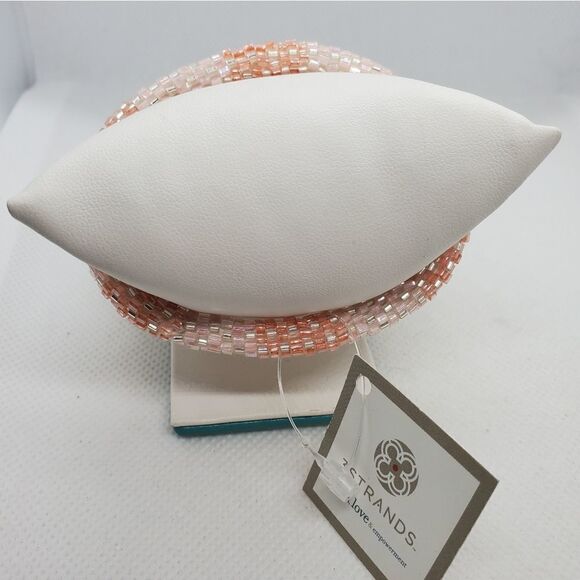 NWT 3 Strands Pink & Orange Beaded Bracelet - Picture 4 of 5